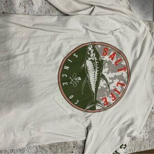 Salt Life White Tee with Green and Red Fish Graphic